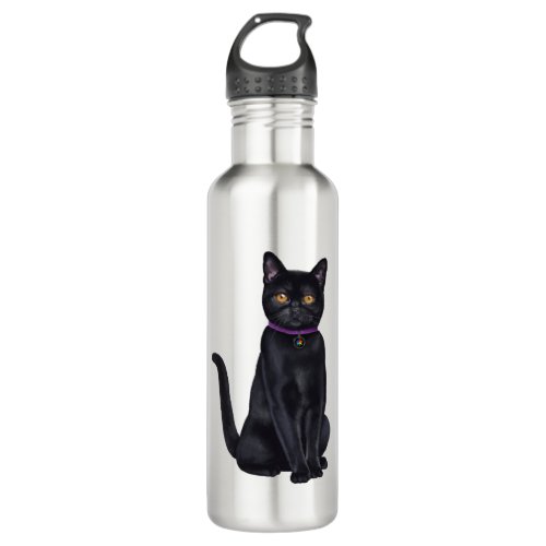 CatFans _ Bombay Black Cat Stainless Steel Water Bottle