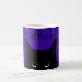 Catffeine Black Cat Purple Background Coffee Mug