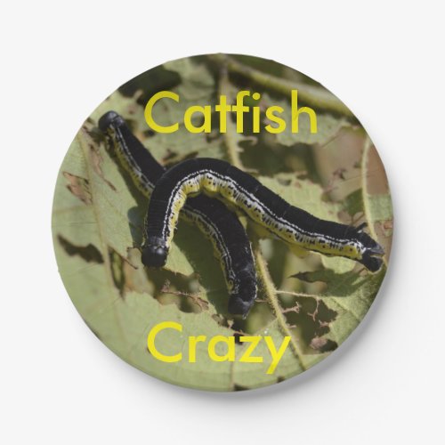 Catfish Crazy Catalpa Worms Paper Plates