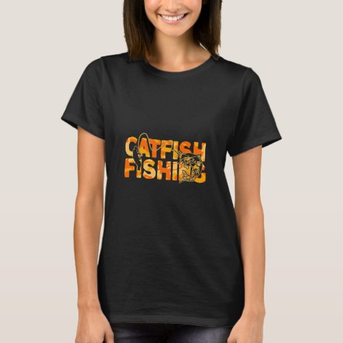 Catfish Fisherman Orange Camouflage Catfish Fishin T_Shirt