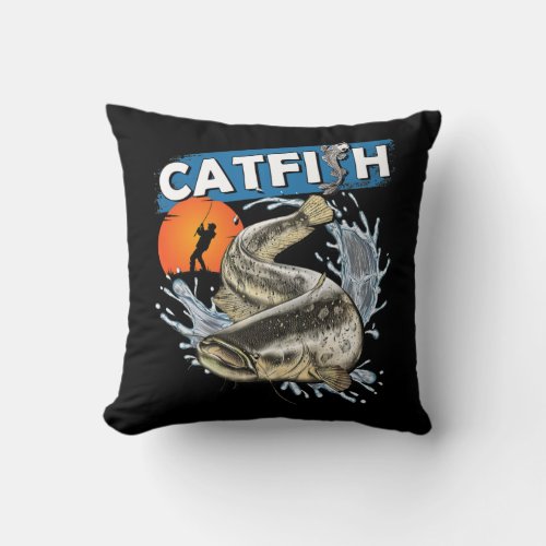 Catfish Fisherman  Throw Pillow