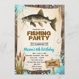 Catfish fishing Birthday Invitation