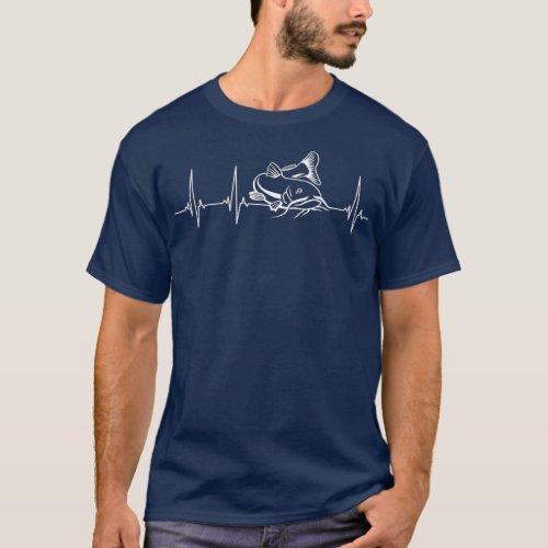 Catfish Fishing Heartbeat T_Shirt