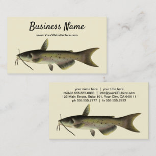 Catfish Fishing, Vintage Marine Life River Fish Business Card