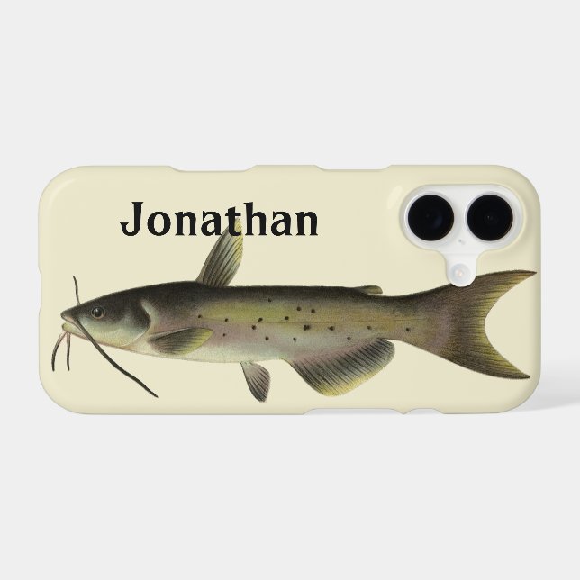 Catfish Fishing, Vintage Marine Life River Fish Case-Mate iPhone Case (Back (Horizontal))