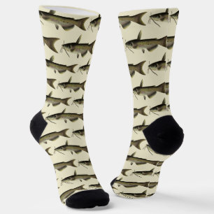 Catfish Fishing, Vintage Marine Life River Fish Socks