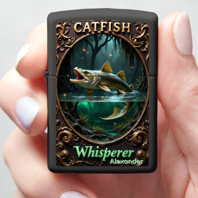 Catfish Personalized Bayou Legend Swamp Zippo Lighter (In Hand)