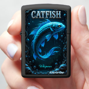 Catfish Personalized Deep Cave Blue Glow Zippo Lighter