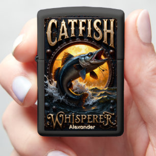 Catfish Personalized Fiery Sunrise Trophy Zippo Lighter