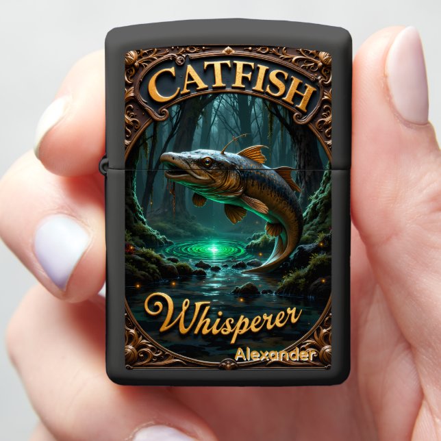 Catfish Personalized Golden Snout Bayou Zippo Lighter (In Hand)