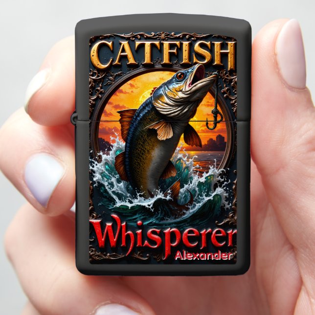 Catfish Personalized Urban Fight Hook Zippo Lighter (In Hand)