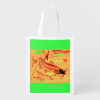 catfish print grocery bag