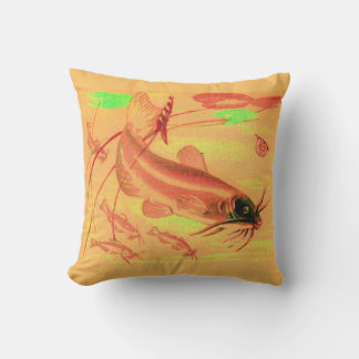 catfish print outdoor pillow