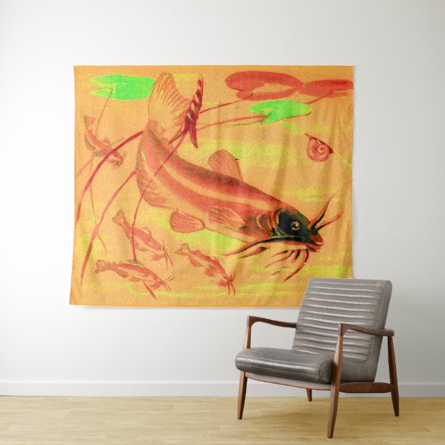 catfish print tapestry (In Situ (Horizontal))