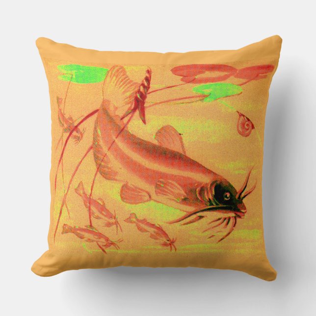 catfish print throw pillow (Front)