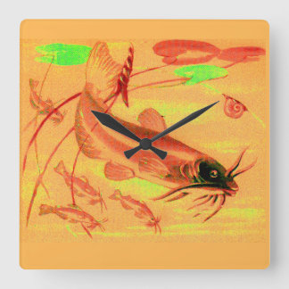 catfish square wall clock