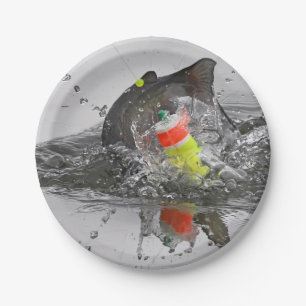 Catfish Takes The Bait Photographic Art Paper Plates