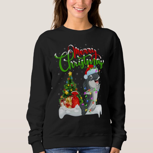 Catfish   Xmas Decorations Santa Catfish Christmas Sweatshirt (Front)