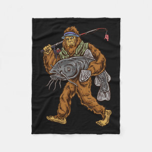 Catfishing Bigfoot Hunting Catfishermen Fleece Blanket