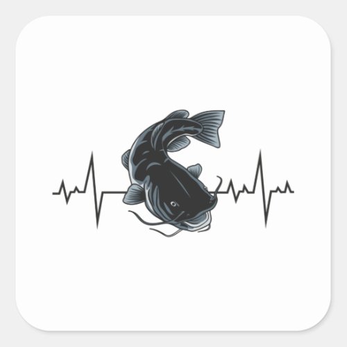 Catfishing Catfish Fishing Fish Heartbeat Pulse Square Sticker