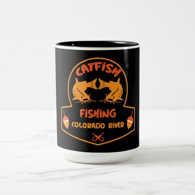 Catfishing Colorado River Two-Tone Coffee Mug (Center)