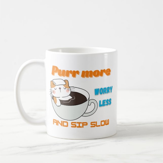 Catful Coffee | Purr More & Sip Slow Art Mug (Left)