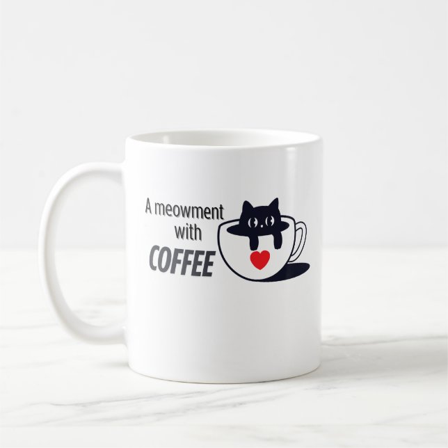 Catful Coffee Vibes – Sleepy Cat Art Mug (Left)