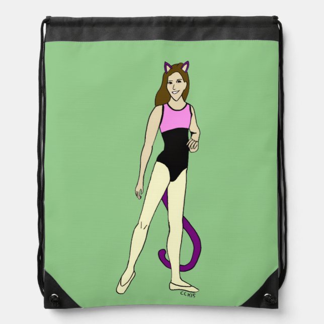 catgirl button drawstring bag (Front)