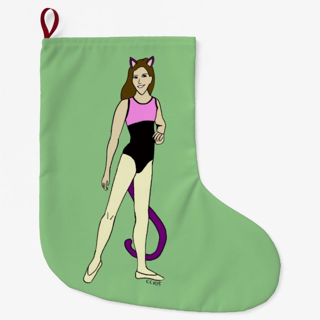 catgirl button large christmas stocking (Front)
