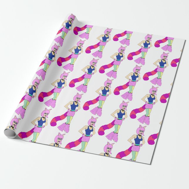 catgirl button wrapping paper (Unrolled)
