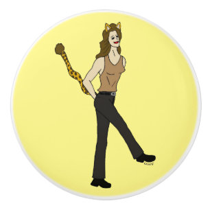 catgirl ceramic knob