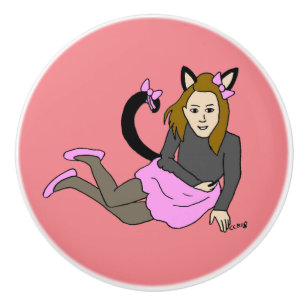 catgirl ceramic knob