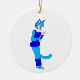 catgirl ceramic ornament
