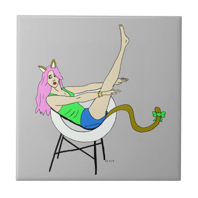 catgirl  ceramic tile (Front)