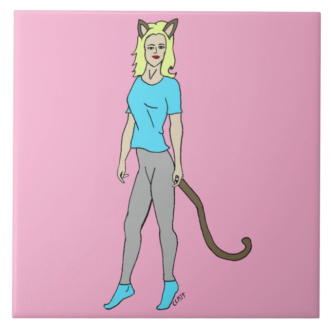 catgirl ceramic tile (Front)