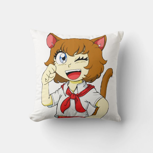 catgirl Diana Throw Pillow (Front)