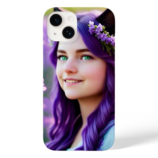 Catgirl in a lavender field Case-Mate iPhone 14 case
