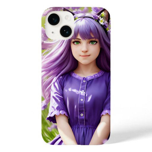 Catgirl in lilac blossoms Case-Mate iPhone 14 case