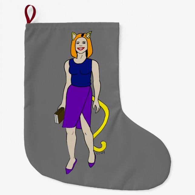 catgirl large christmas stocking (Front)