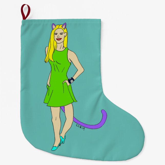catgirl   large christmas stocking (Front)