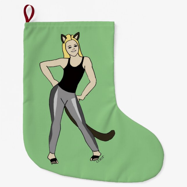 catgirl   large christmas stocking (Front)