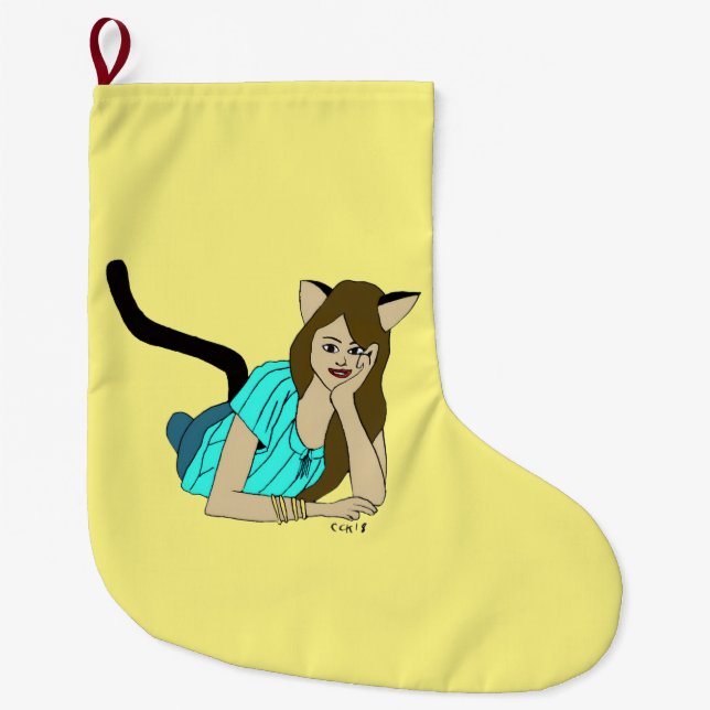 catgirl  large christmas stocking (Front)
