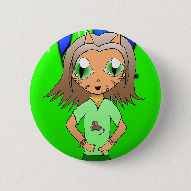 CatGirl Pinback Button (Front)