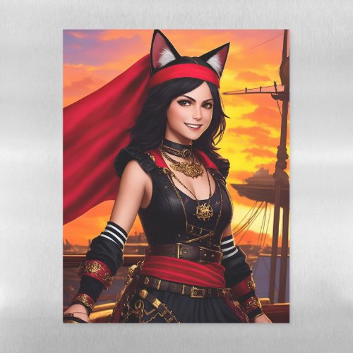 Catgirl pirate queen magnetic dry erase sheet
