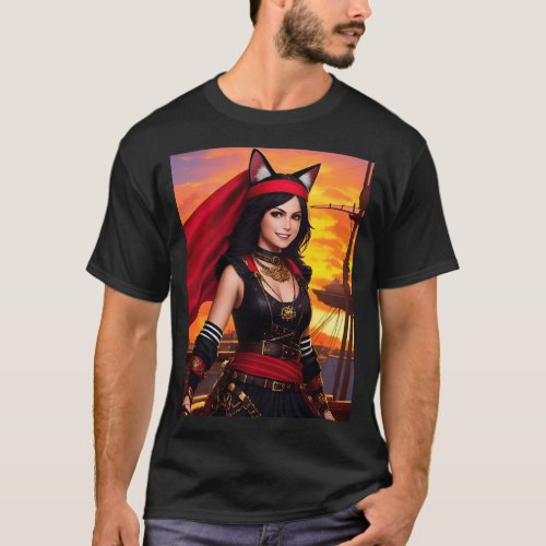 Catgirl pirate queen T_Shirt