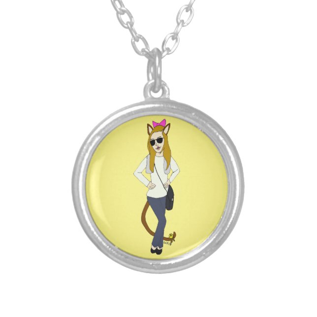 catgirl    silver plated necklace (Front)