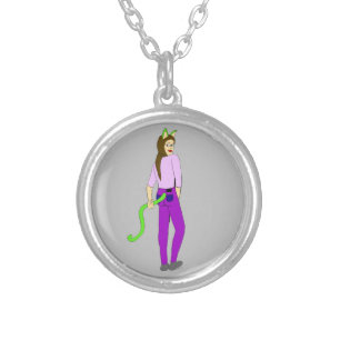 catgirl silver plated necklace