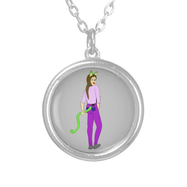 catgirl    silver plated necklace (Front)