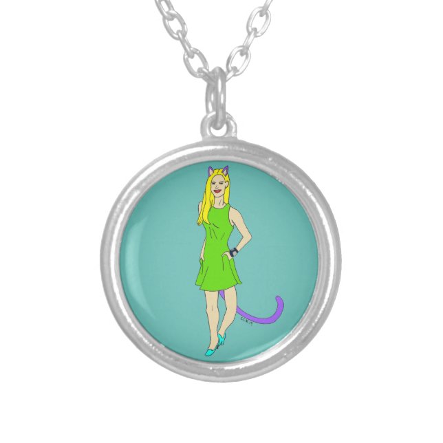 catgirl     silver plated necklace (Front)