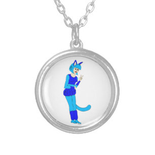 catgirl silver plated necklace